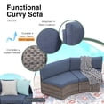 thumbnail image 6 of JOIVI 7-Piece Outdoor Patio Furniture Set, Sectional Half-Moon Sofa, Coffee Table, 4 Pillows, Blue Cushion, with Waterproof Cover, for Garden, Backyard, Porch, Sunroom or Pool, 6 of 7