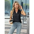thumbnail image 5 of Womens Summer Sleeveless Silk Satin V Neck Business Casual Tank Tops black XXL, 5 of 7