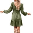 thumbnail image 4 of Vestido Vestido de manga de globo de estilo elegante Traje de vacaciones de mujer de ajuste holgado (Verde XL) Ygjytge Verde T XL para Mujer, 4 of 8