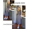 thumbnail image 3 of Ekouaer Women Robes Long Knit Bathrobe Lightweight Soft Summer Kimono Robes Casual Loungewear with Attached Belt, 3 of 7