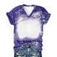 thumbnail image 3 of ICHUANYI ClearanceWomen's Tops Women's Fashion Casual Loose Blouse Tiy-dye Printing V Neck T-Shirt Blouse Print Tee(Blue, L) ICHUANYI WER20232080503754, 3 of 4