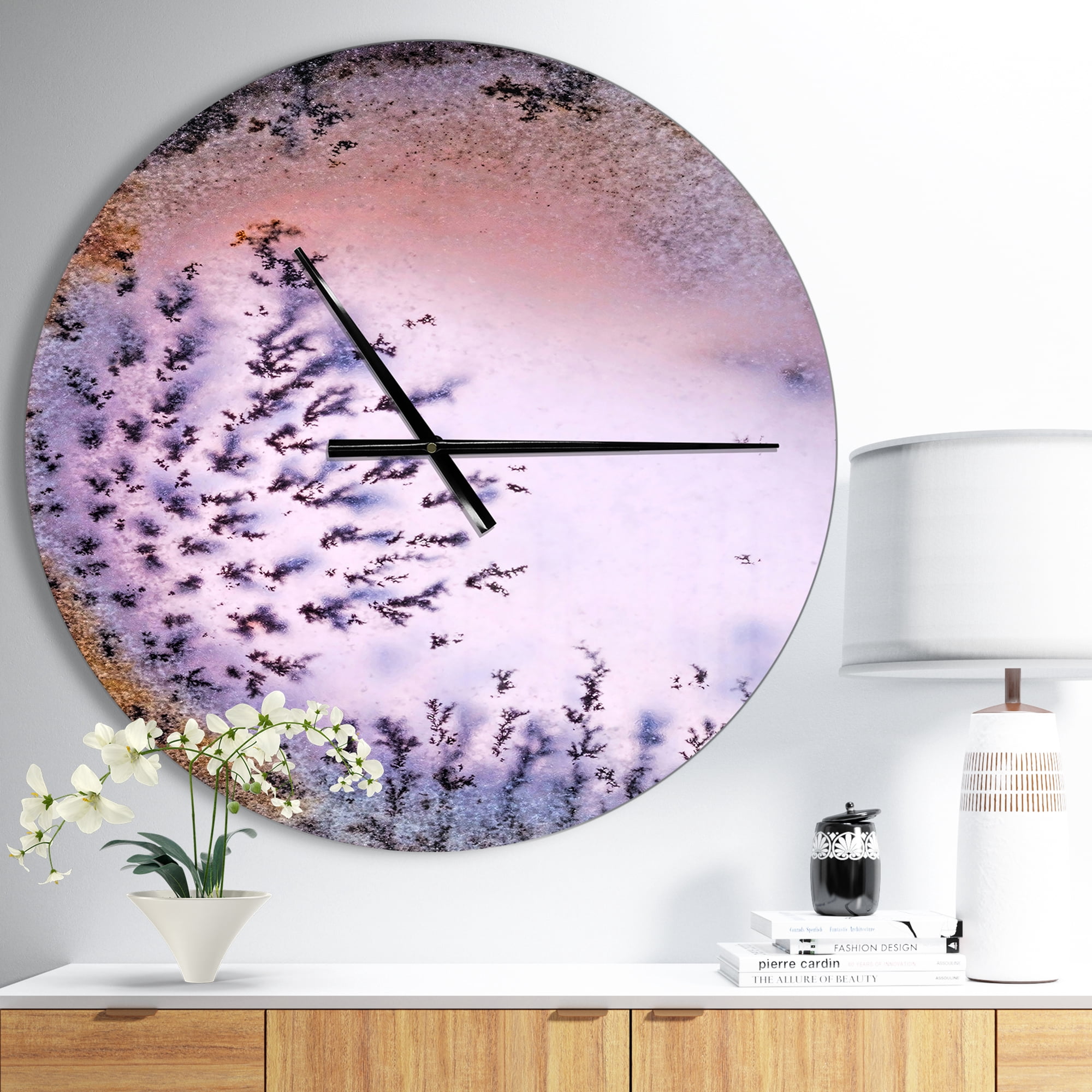 Crystal Dendrite macro' Oversized Modern Metal Clock