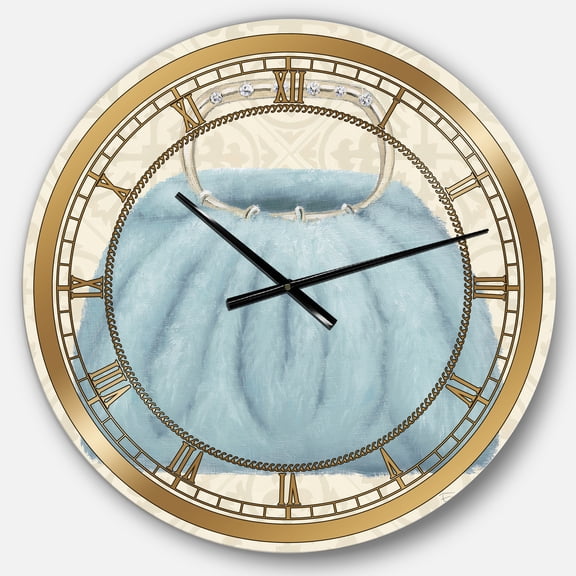 Designart 'Glam cosmetics Blue Bag' Glam wall clock