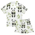 thumbnail image 2 of Silky Satin Kids' Pajama Set Breathable & Smooth Unisex Button-Down Pajamas Panda Eating Bamboo, 2 of 8