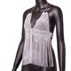 thumbnail image 4 of Top De Tirantes Brillante Traje de playa sin espalda con cadena de diamantes de imitación sin mangas para mujer (blanco L) Ygjytge para Mujer Blanco T M, 4 of 8