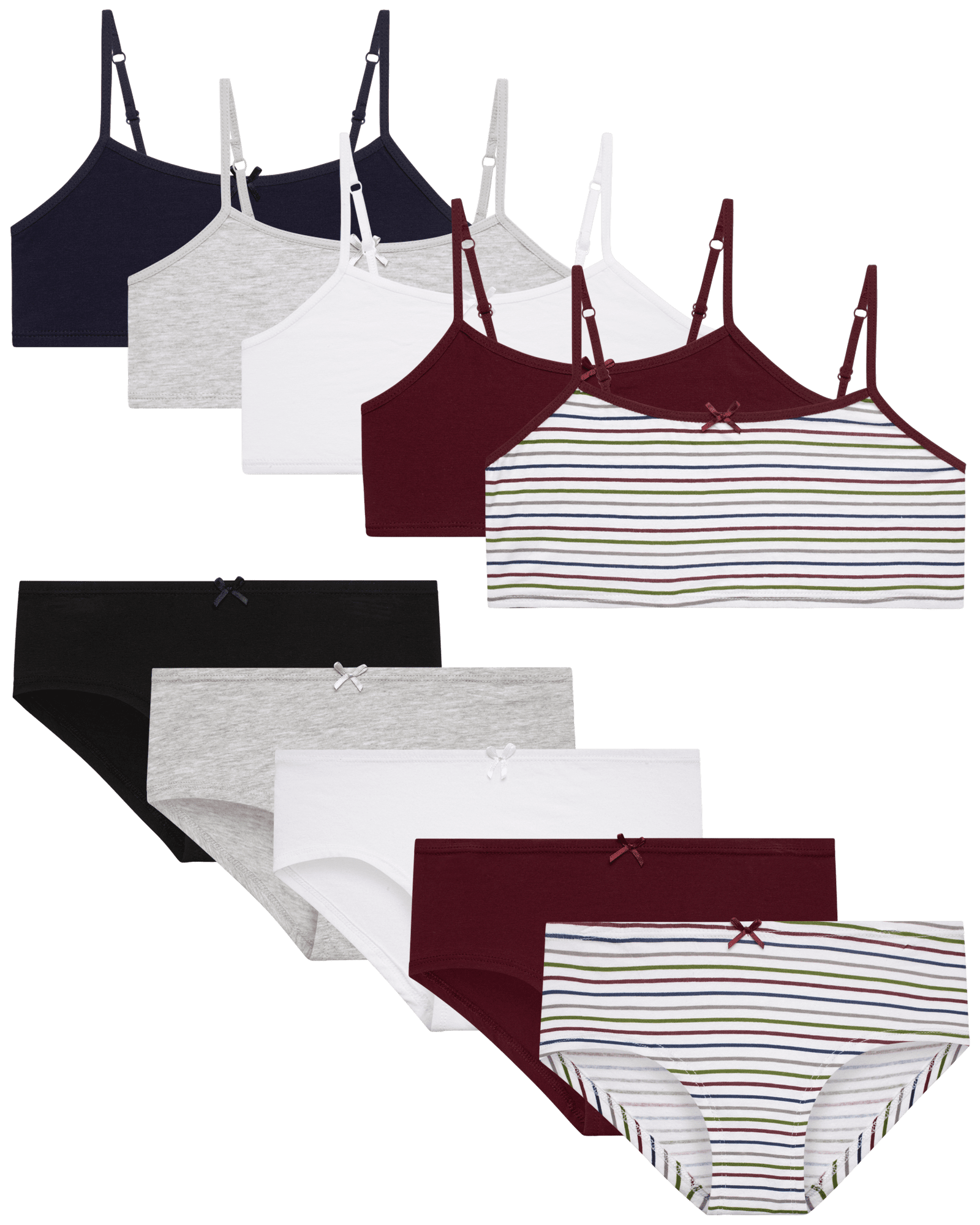 Rene Rofe Girls’ Training Bra Set 10 Piece Cotton Cami Bralette and