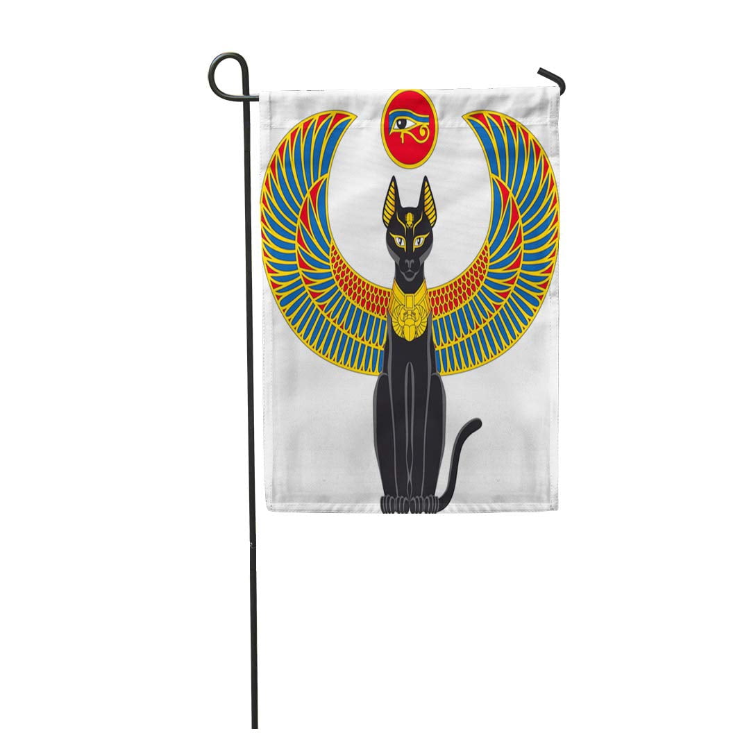 KDAGR Egypt Illustration of Egyptian Cat with Wings Isolated on White