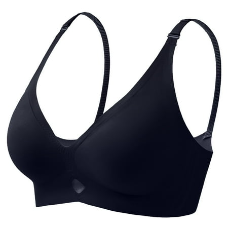 OJSFQUFP Plunge Bras for Women Black Non Wired Bra Women s Padded Full Cup Bra Without Underwire with Padding Seamless Bustier Bralette Breathable S