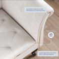 thumbnail image 3 of Belleze Nailhead Trim Velveteen Storage Chaise Lounge Chair Tufted Couch for Bedroom Living Room Fold Open Lid, Beige, 3 of 7