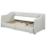 Euroco Upholstered Twin XL to King Size Daybed, Sofa Bed with Trundle and 2 Drawers, Beige