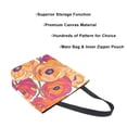 thumbnail image 3 of FORMRS Womens Canvas Tote Bag with Zipper Inner Pocket Shoulder Handbag, Orange Hand Drawn Floral, 3 of 7