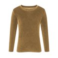 thumbnail image 7 of lcziwo Weekly Sale Gold Velvet Tops for Women Dressy Solid Color Long Sleeve Blouses Spring Elegant Casual Crew Neck Tunic Shirts 2025,Coffee,M, 7 of 7