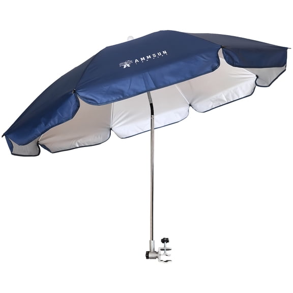 AMMSUN XL 52 inch Beach Patio Chair Umbrella with Upgraded Clamp 360° Swivel UPF50 ,Navy Blue/New