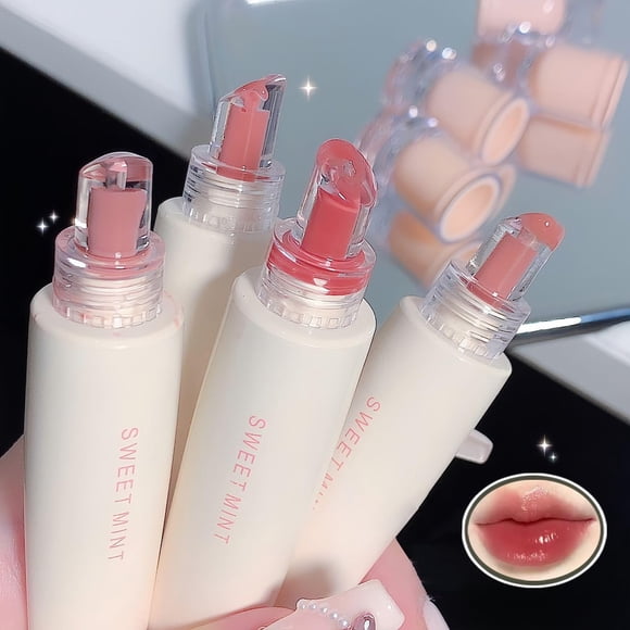 Pakivs 4 colores Jelly Glossy Lip Gloss Set Bálsamo labial hidratante de larga duración con color Bálsamo labial rellenador de agua Esmalte labial Espejo Líquido hidratante Barras de labios Iluminar e