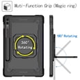 thumbnail image 3 of Kids Durable Handle Tablet Case for Samsung Galaxy Tab S9 Plus 12.4" 2023 SM-X810, Silicone PC Heavy Duty Protection [360 Rotating Ring Stand/Adjustable Shoulder Strap] for Tab S9 FE+, Black, 3 of 8