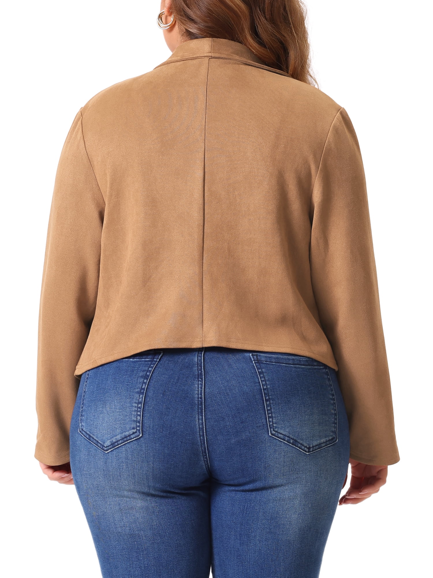 Brown Suede Jacket Women Agnes Orinda Women's Plus Size Faux Suede