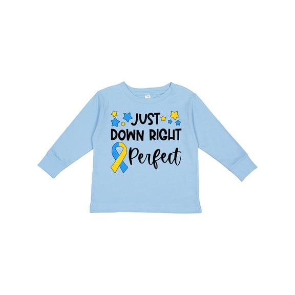 Inktastic Just Down Right Perfect Down Syndrome Awareness Ribbon Boys or Girls Long Sleeve Toddler T-Shirt