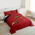thumbnail image 3 of jejeloiu Chic High Heels Full Size Comforter Sets,Fashion Leopard Print Shoe Bedding Comforter Set,Red Brown Bedding Sets For Girls,Breathable Home Decor Reversible,3 Pieces, 3 of 8