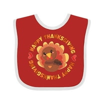 Inktastic Happy Thanksgiving with Cute Turkey Boys or Girls Baby Bib