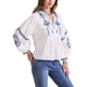 thumbnail image 4 of Blusa bordada de verano para mujer Inspire Chic, con cuello en V, de manga larga, top casual, color blanco M, 4 of 6