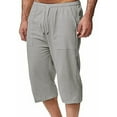 thumbnail image 3 of asjyhkr Capri Pant for Men Cotton Linen Drawstring Lightweight Comfy Summer Beach Lounge Trousers with Pockets, 3 of 6