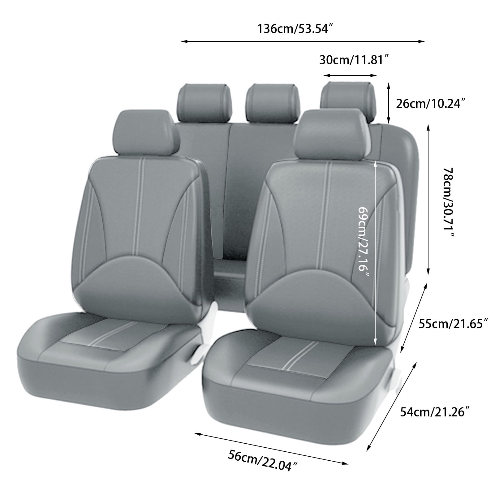 OTOEZ Universal PU Car Seat Cover Breathable 5 Seats Leather Full Set Waterproof Cushion for Sedan SUV Truck