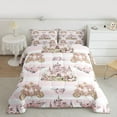 thumbnail image 2 of Homewish Girls Kids Cartoon Castle Full Size Comforter Sets 3-Piece,Pink Geometric Stripes Bedding Comforter Set,Dreamy Princess Roses Lightweight Bedding Sets,Microfiber Bedroom Decor,Reversible, 2 of 8