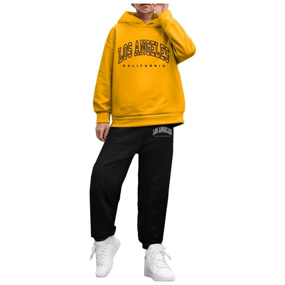 Fsqjgq Baby Boy Clothes 8-9 Years Child Outfits Toddler Kids Babys Girls Boys Spring Winter Solid Warm Thick Long Sleeve Pants Hooded Hoodie Sweatshirt Set Outfits Boys Outfit Clothing Sets