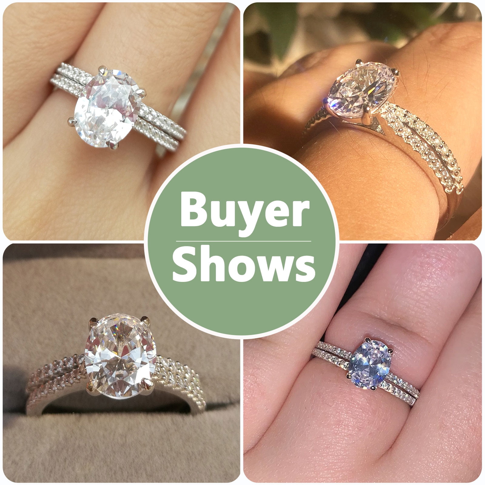 Newshe Solitaire Engagement Rings for Women Wedding Ring Set Sterling Silver Oval Cz 2.2Ct Size 5