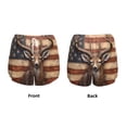 thumbnail image 5 of Picia Deer American Flag Wall Pattern Women's 2 in 1 Athletic Running Shorts High Waisted Workout Casual Gym Sweat Shorts with Comfy Liner Zipper Pockets-Small, 5 of 9