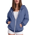 thumbnail image 2 of Akiihool Women Zip Up Hoodie Women's Zip Up Y2K Hoodies Casual Long Sleeve Track Jackets with Pockets Navy,XL, 2 of 8