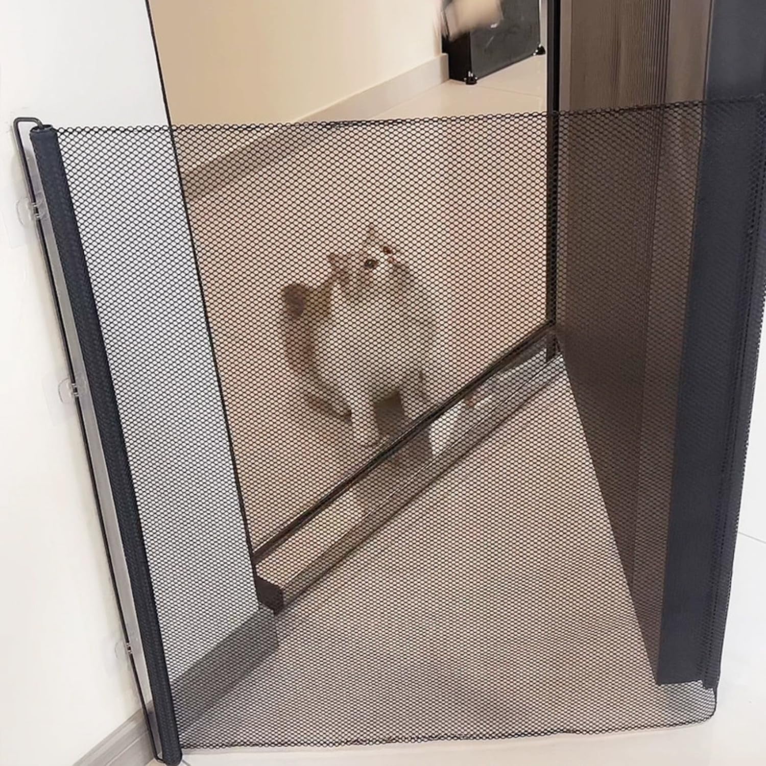 Retractable Baby Gate or Mesh Dog Gate, 78cm Tall Easy to Use Pet Fence for The House Stairs Doorways Hallways Indoor Outdoor, No Drilling (Fits 0~130CM Wide Openings)