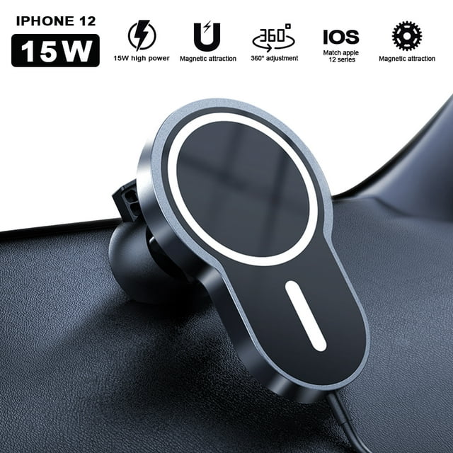 15W Car Mount Magnetic Wireless Magsa-fe Charger for iPhone 12, Mag Safe Charger Car Mount for iPhone 12 Mini, Car Wireless Charger Mount Secure Air Vent for iPhone 12 Pro/12 Pro Max/12 Mini