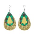thumbnail image 1 of Pendientes de traje de cuero con copos de nieve navideños Pendientes de cuero con gotas de agua a cuadros rojos Joyas navideñas Opción de regalo versátil, 1 of 6