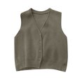 thumbnail image 3 of WENWU Womens Casual Loose Solid Color V Neck Classic Sleeveless Knitted Trendy V Neck Sweater Vest Tan Vest Long Fuzzy Vest Women, 3 of 3
