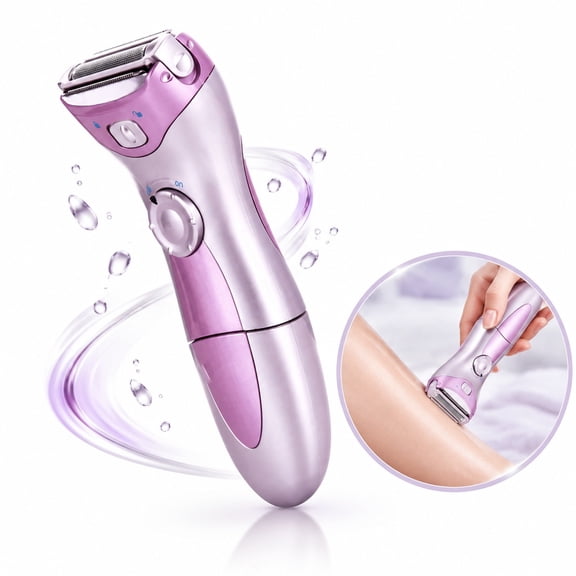 Tutuviw Cordless Electric Shaver, Electric Lady Shaver Waterproof Hair Remover Razor Women Leg Armpit Hair Epilator, Purple , 1Pcs, Battery Powered