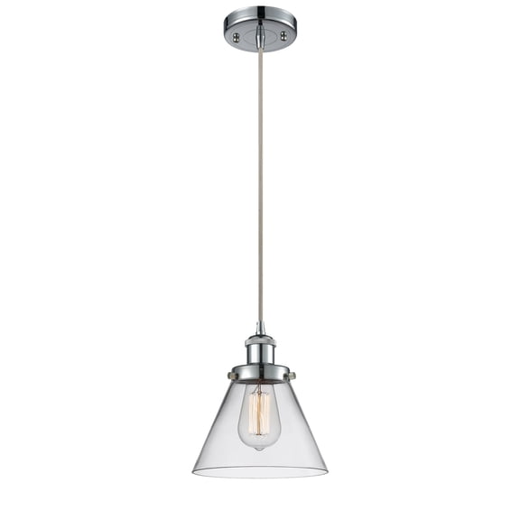 Innovations 916-1P-PC-G42-LED Large Cone 1 Light Mini Pendant part of the Ballston Collection, Polished Chrome