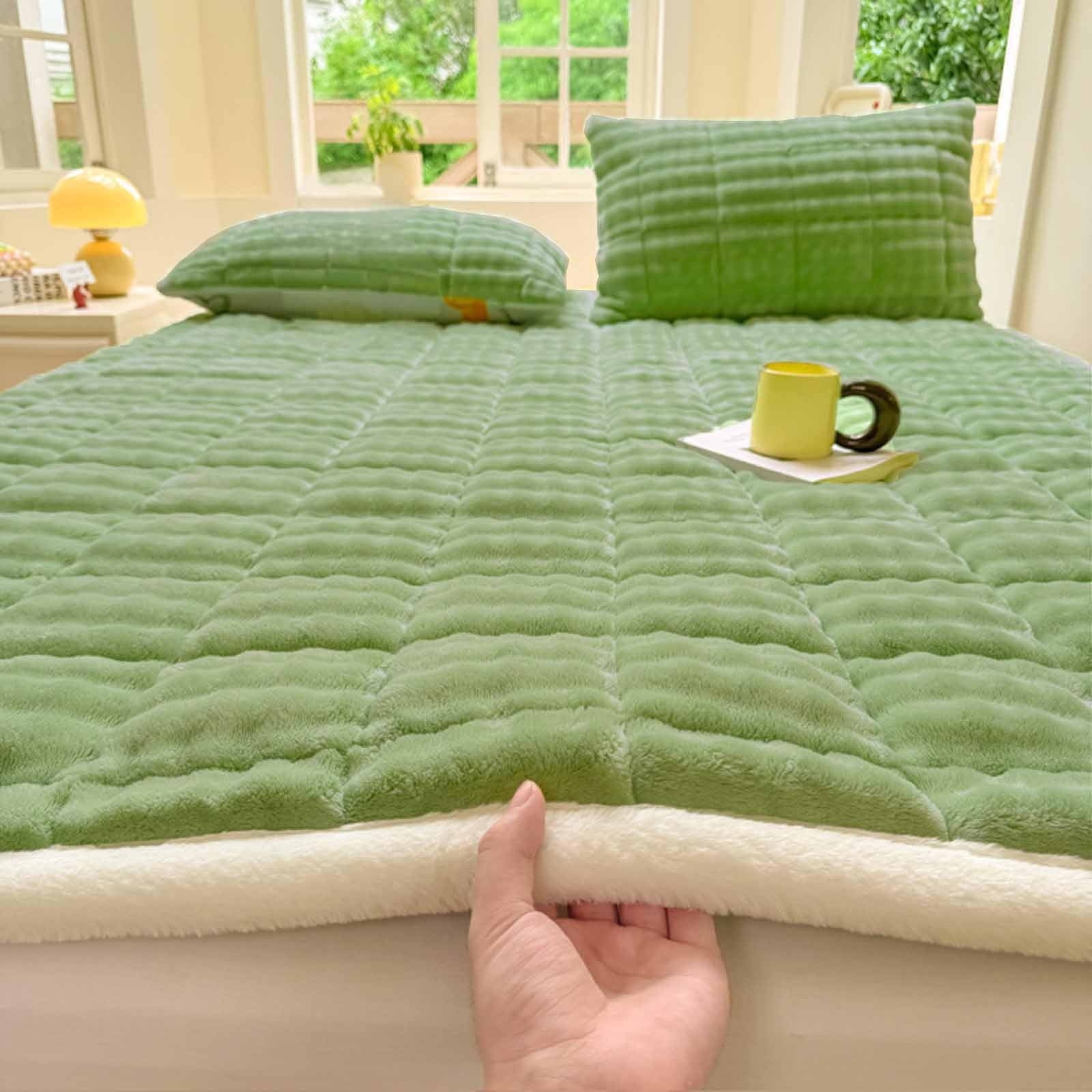 Oggfader King Size Mattress Milk Flannel Mattress Upholstery Facecloth Futon Bed Mattress Warm Non Slip Mattresses Green