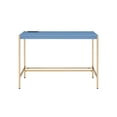 thumbnail image 3 of Hassch Modern Small Writing Desk Computer Table with Built-in USB Port & Plug Gold Frame Dressing Table, Navy Blue, 3 of 6