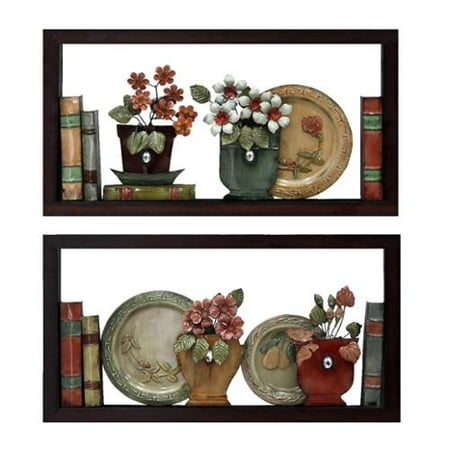 Home Source 2- Piece Faux Bookshelves Wall Art
