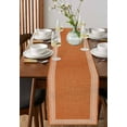 thumbnail image 2 of Table Runner Dresser Scarves 48 Inch Long,Vintage Inspired Key Design Orange Linen Dining Table Runners Geometric Twist Stripe Tabletop Scarf for Wedding Holiday Party Kitchen, 2 of 7