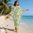thumbnail image 6 of DISNIMO Orage and Flower Print Women Kaftan Dresses Plus Size V-Neck Beach Cover Up Batwing Sleeve Summer Caftan Dress Hawaiian Summer Long Cover Ups for Swimsuit, 6 of 7