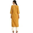 thumbnail image 3 of eloria Women's Fashion Solid Front Dori Tie-Up Neck Design Kurti, Fabric : Cotton, Color : Mustard, Size : Medium, 3 of 8