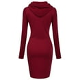 thumbnail image 6 of Skymirror Solid Color Women Long Sleeve Pocket Bodycon Hooded Sweatshirt Hoodies Dress, 6 of 7