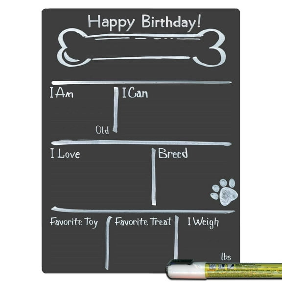 Cohas Bone Theme Dog Milestone Chalkboard, 9 by 12 inches, White Marker