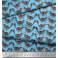 thumbnail image 3 of Soimoi Blue Poly Georgette Fabric Bird Folk Art Print Fabric by the Yard 52 Inch Wide, 3 of 3