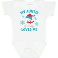 thumbnail image 3 of Inktastic Polar Bear My Auntie Loves Me in Santa Hat with Snowflakes Boys or Girls Baby Bodysuit, 3 of 5