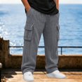 thumbnail image 5 of sdhkgrrt Men Plus Size Corduroy Cargo Pants Loose Fit Ribbed Casual Solid Long Track Trousers Outdoor Athletic Breathable Hiking Pants, Gray M, 5 of 9