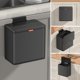 thumbnail image 2 of cubeta de basura colgante de cocina con tapa de acero inoxidable de 1.05 galones para clóset de cocina, puerta montada debajo de la puerta del fregadero, RV, baño, negro cepillado, 2 of 4