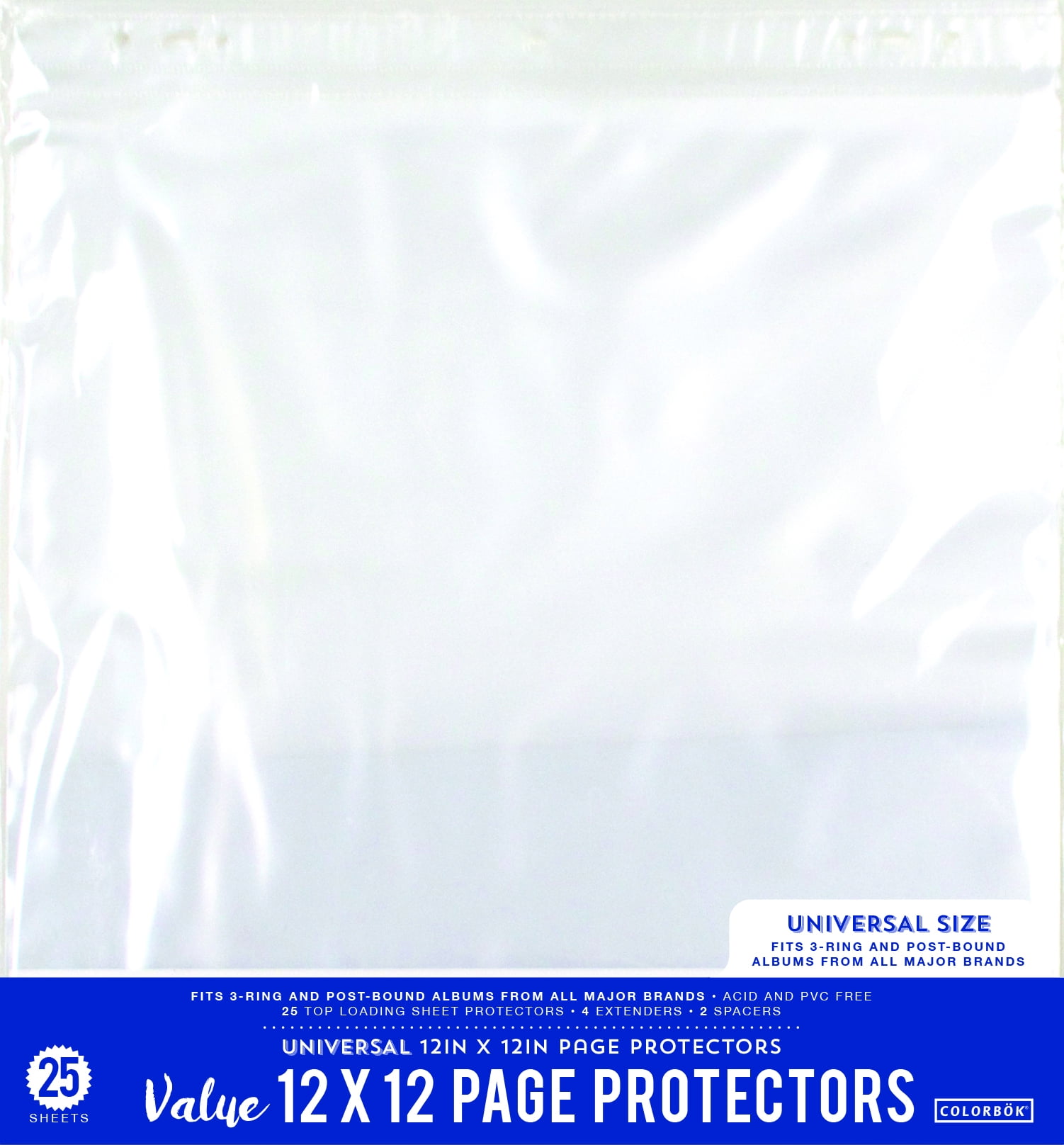 Colorbk Clear Plastic Page Protectors - 12x12 - 25 Sheets Arts and Crafts - Reusable